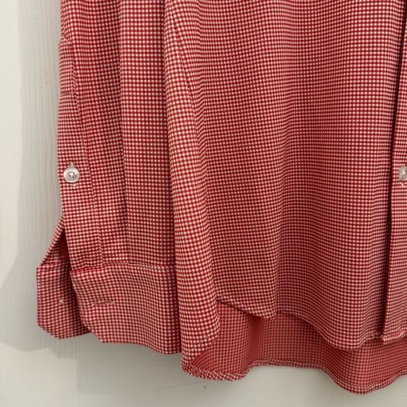 Mizzen + Main Men’s Performance Trim Fit Button Down Shirt Sz Medium Red Gingham - Picture 2 of 5